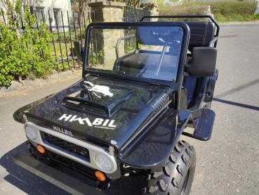 HILLBIL XTR-9 Mini Car, Kinderauto Benzin 150 ccm, schwarz glänzend, mit Luftbereifung, Federung, Trittbretter und Alu-Felgen